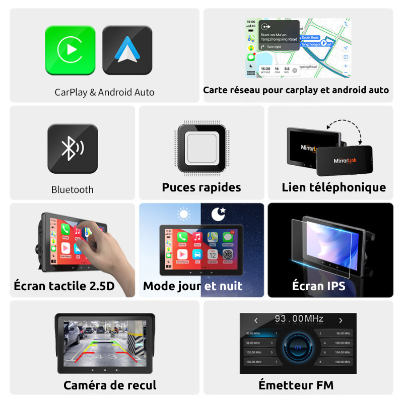 Lecteur vidéo multimédia voiture DriveMaster 7 pouces avec écran tactile Bluetooth