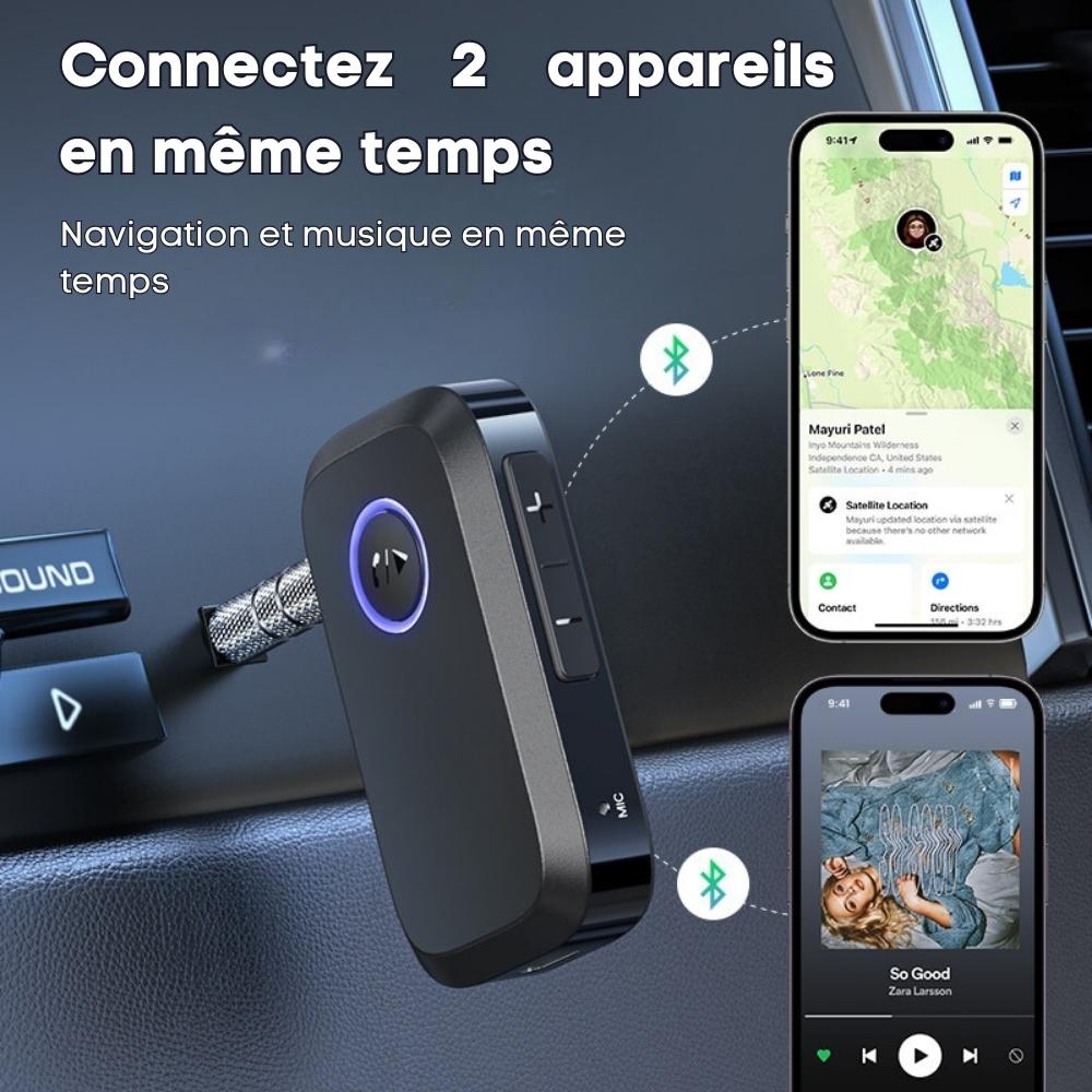 Adaptateur Bluetooth voiture Car Sounds avec double connexion et autonomie 15h